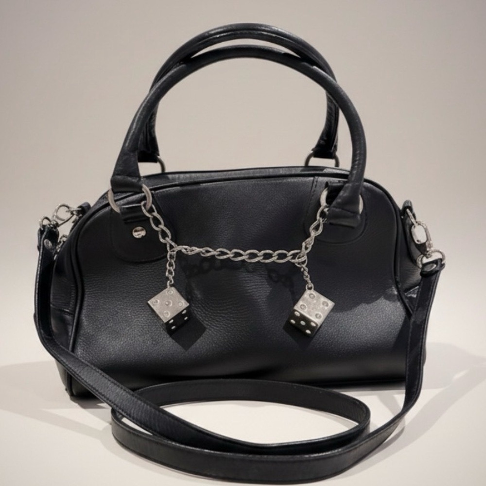 Gambler Dice Leather Satchel Handbag - Picture 3 of 15